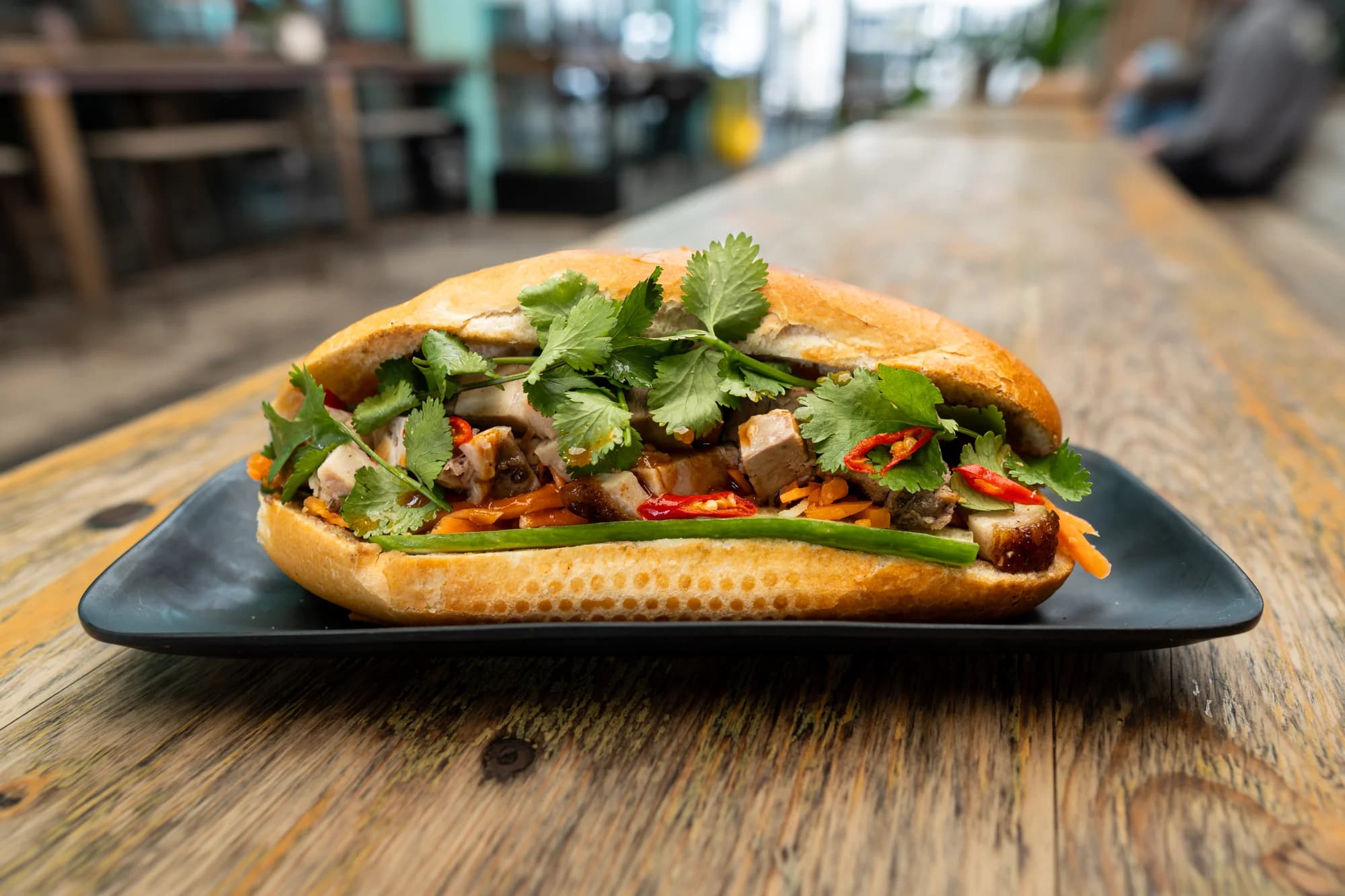 Bánh mì with fresh herbs, cucumber and chilli at Viet Nom Nom, New Plymouth
