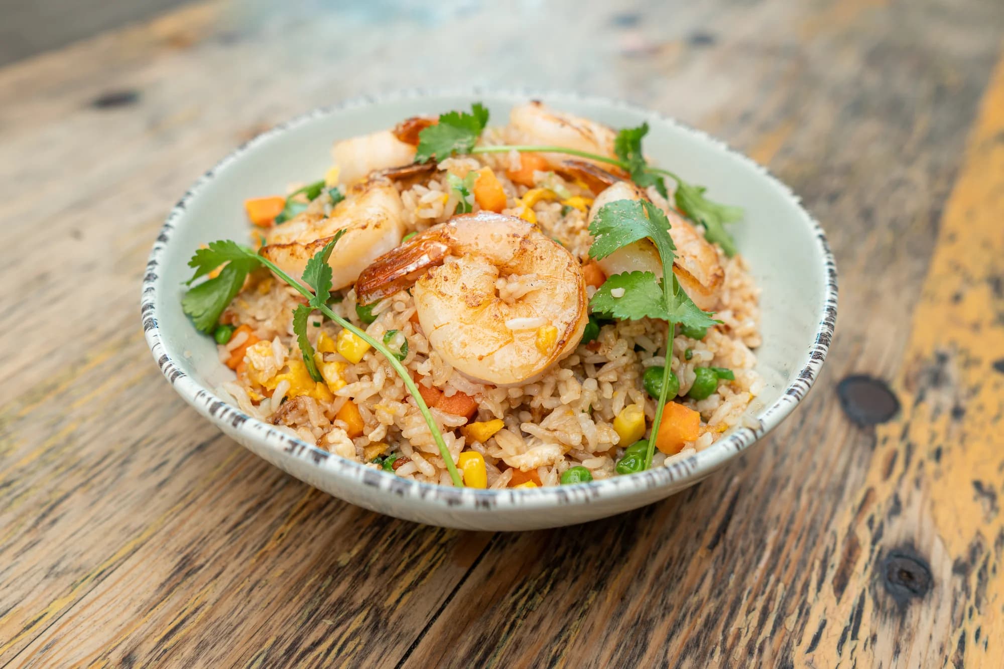 Prawn fried rice with vegetables and coriander at Viet Nom Nom, New Plymouth